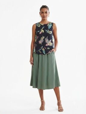 W5 Tropical Leaf Print Sleeveless Top Size Medium